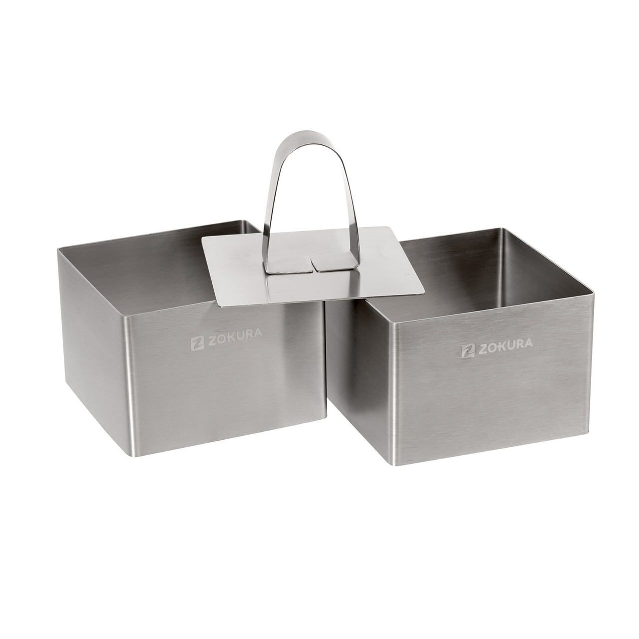 Set 2 forme decorare patrate si presa, inox, 7x7x5cm - Zokura - imagine 4